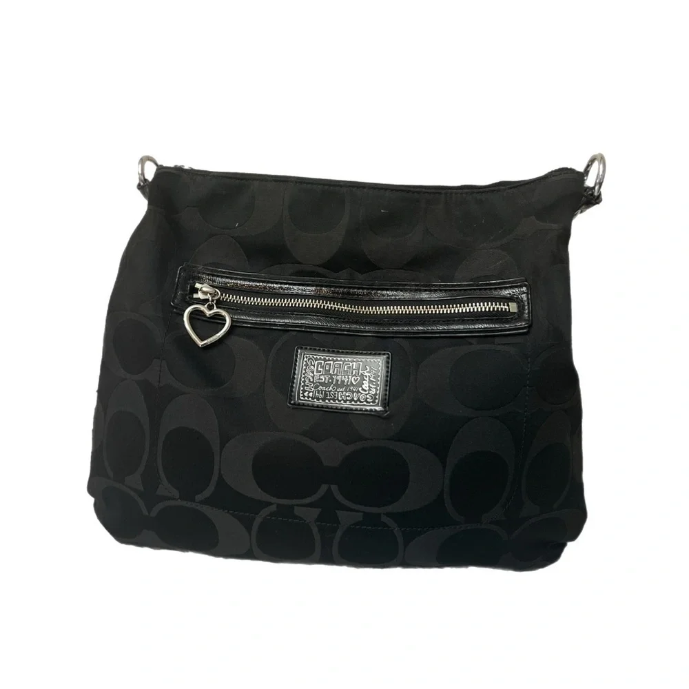 Coach F20064 Black Hobo Bag with Signature Style